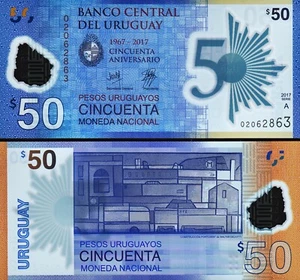Uruguay 50 Pesos 2017 (2018), UNC, Polymer, Commemorative. 50th Year, P-100 - Picture 1 of 3