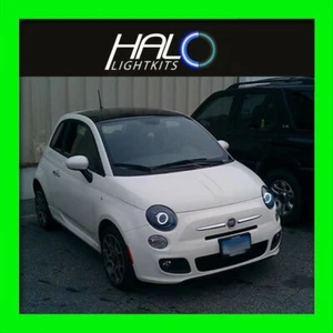 2011-2014 FIAT 500 WHITE PLASMA HEADLIGHT HALO ANGEL EYES RINGS by ORACLE - Picture 1 of 4