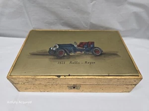 1923 Rolls - Royce gold wood jewelry box red velvet made in Japan # 5860 - Picture 1 of 24