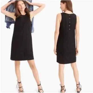 NEW 2019 J. Crew Shift Dress Beauchamps 100% LINEN & 100% Cotton Lined Black PM - Picture 1 of 13
