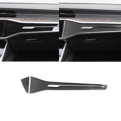 2x Carbon Fibre Stripes Stickers On Dashboard Audi A6 C8 A7 Sportback 2020-2021 - Image 1 of 4