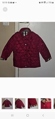 Chaqueta acolchada a cuadros Nova roja borgoña Burberry para niños Foto 1 de 4