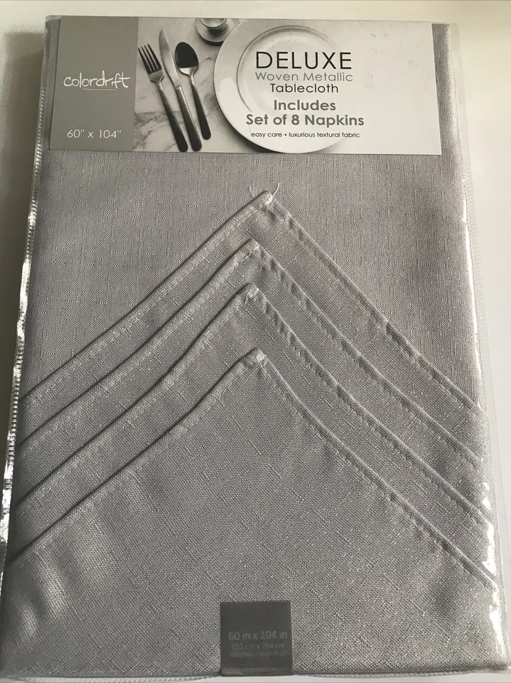 Juego de manteles y 8 servilletas Colordrift 60 x 104 Holiday Silver Metallic Foto 1 de 4