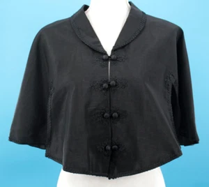 Vtg Women's Antique Edwardian Late 1800s Early 1900s Black Short Capelet / Cape - Picture 1 of 14