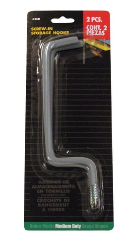 Crawford SS11 Steel Gray 20 lbs. Cap. Medium Storage Hook 2-PK 8'' L x 5'' W in Cover