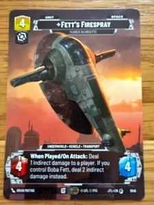 STAR WARS UNLIMITED TCG JUMP TO LIGHTSPEED: PRESTIGE CARD: FETT'S FIRESPRAY - Picture 1 of 1