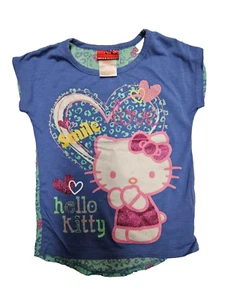 Hello Kitty Purple Lightweight Short Sleeve Loose Shirt Blouse Sheer Back 4 - Picture 1 of 3
