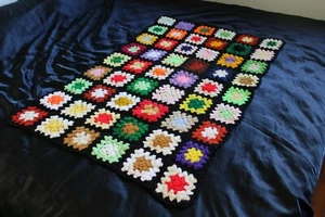 Floral Crocheted Afghan Throw Flower  Crochet Knit 46" X 32" Roseanne Blanket - Picture 1 of 9