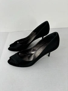 Salvatore Ferragamo Societe schwarze hochhackige Satinschuhe Italien Damen 6,5 B - Bild 1 von 11