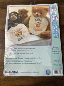 Dimensions Baby Hugs Stamped Cross Stitch Wild Thing Bibs kit 73251 NEW & SEALED - Picture 1 of 2