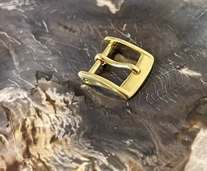 LAST ONES Yellow gold plated bevel edge vintage watch buckle 14mm size NOS 1950s - Picture 1 of 4
