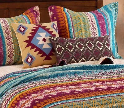 JUEGO DE 5 EDREDONES SOUTHWEST LODGE SIESTA KING: ROJO VERDE SUROESTE NATIVO TRIBAL Foto 1 de 4