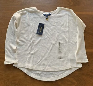 NWT Polo Ralph Lauren Girls Kids White Pony Waffle Long Sleeve T Shirt Size 7(S) - Picture 1 of 6