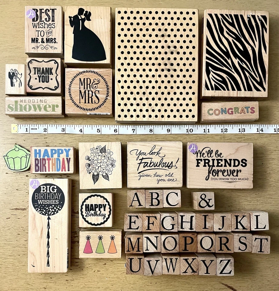 Lote de 43 estampillas de goma boda ducha cumpleaños felicitaciones amigos+++ Foto 1 de 4