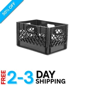 Effortless Organization with Heavy-Duty Stackable Black Milk Crate - 13” x 19” - Picture 1 of 8