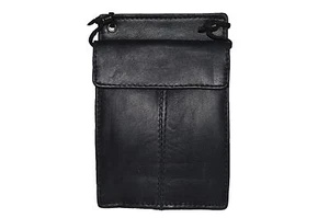 Negro Cuero Genuino EE. UU. CUBIERTA PASAPORTE Organizador Cuello Estuche Portabilletera de Viaje - Imagen 1 de 2