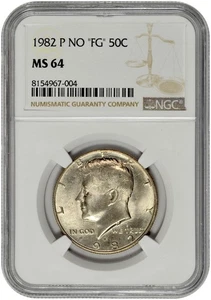 1982 P No "FG" 50C Kennedy Half Dollar NGC Graded MS 64 New Holder - Picture 1 of 2