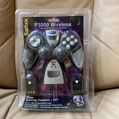 NEW Saitek P3000 Wireless PC Gamepad w Docking Station & Power Pack SEALED - Image 1 of 4
