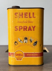 Vintage SHELL Household Insect Spray - Empty Metal Can Advertising - Picture 1 of 6