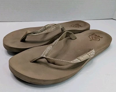 Chanclas para mujer Reef talla 9 beige tostado correa tejida tanga sandalias cómodas playa Foto 1 de 4
