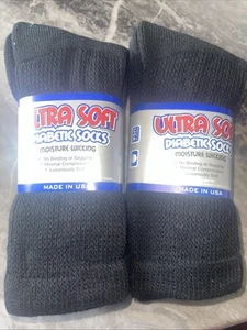 Ultra Soft Diabetic Socks Moisture Wicking Edema Neuropathy Travel Black 4 Pairs - Picture 1 of 3