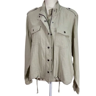 Chaqueta Rails Collins Gasa Verde Salvia Algodón Orgánico Cremallera A Presión Grande Neutro Foto 1 de 4