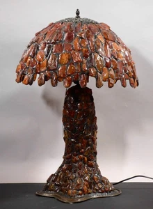 sm78/3  monumentale Bernstein Tischleuchte  Höhe 67cm Ø 46cm - Picture 1 of 16