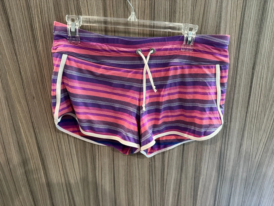 Pantalón Corto de Natación Athleta Para Mujer Rosa Multicolor Rayas Tirar con Cordón Talla M Foto 1 de 4
