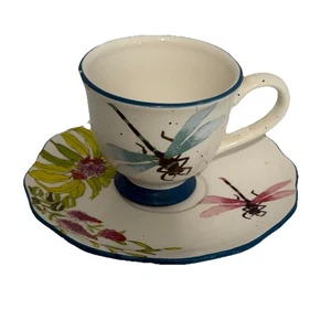 World Market Ceramic Dragonfly Tea Coffee Cup And Saucer - Picture 1 of 8