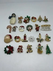 Lote De Colección De 23 Broches Prendedores Navidad Diamantes De Imitación Tono Dorado 1D - Imagen 1 de 4