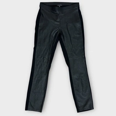 Leggings Pantalones Eileen Fisher Tejido con Paneles de Cuero Negro XS Foto 1 de 4
