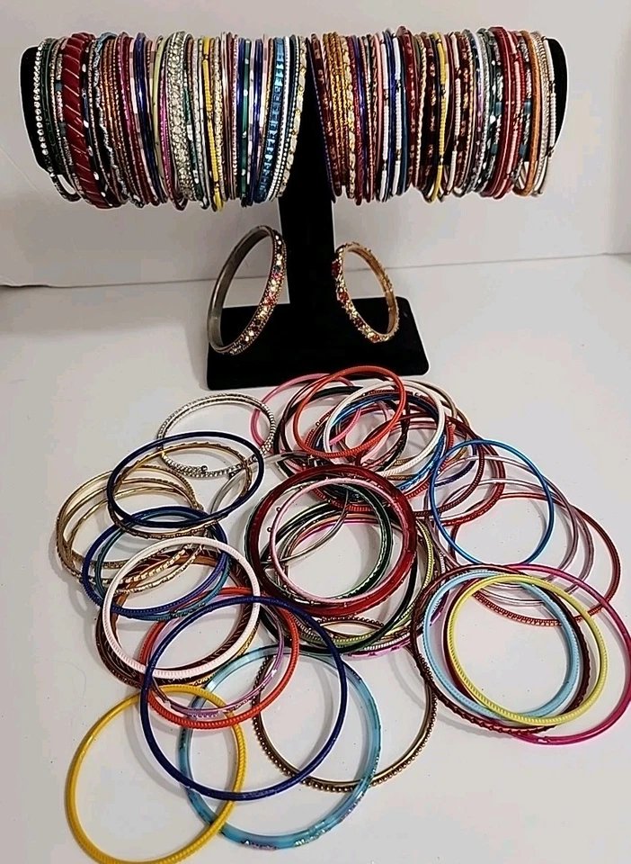 Lot of 135 Colorful Bangle Bracelets Ethnic Assorted Sizes Styles Materials 893 - Image 1 of 4