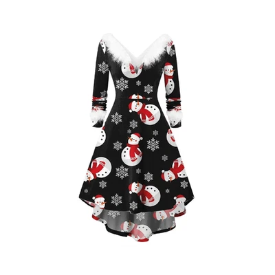 Robe Longue Noël Cosplay Père Noël Scène Hiver Fausse Fourrure Vintage High Low - Photo 1/3