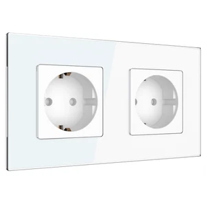 Glasrahmen Glas- Doppelsteckdose Wandsteckdose Steckdose in Weiß - Bild 1 von 11