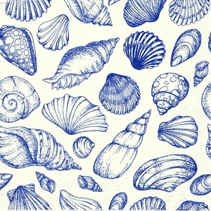 SERVIETTES EN PAPIER COQUILLAGES OCEAN MER PLAGE. PAPER NAPKINS SHELLS SEA OCEAN - Picture 1 of 2