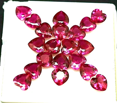 Natural Red Ruby Lots of Certified Loose Gemstone 10 Ct Heart Cut 6X6X3 MM - Image 1 of 4
