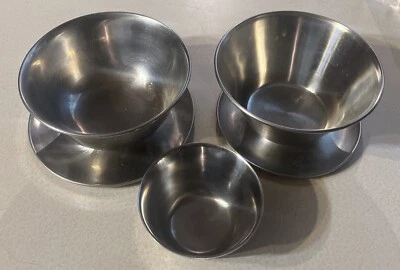 Vtg ICE CREAM CUPS  18/8 Stainless Steel Dessert Soda Footed  Bowls SET OF 2 - Image 1 of 4