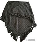 Vintage Crochet Black Shawl Handmade Knit