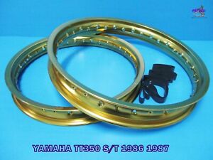 YAMAHA TT350 S/T  1986-1987  FRONT & REAR GOLD ALU WHEEL RIM SET  (ma6832)