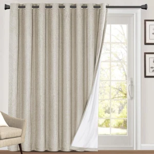 100% Blackout Curtains 84 Inches Long Extra Wide Sliding Glass Door Curtain Pati - Picture 1 of 8