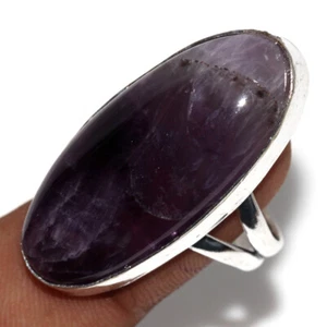 925 Silver Plated Natural Amethyst Ethnic Ring Handmade Jewelry Size US 8.5 JW - Picture 1 of 3