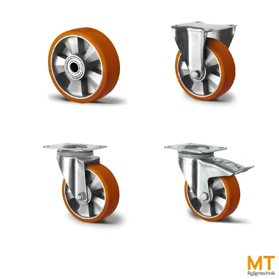 Schwerlastrolle 125–200 mm – Lenkrolle PU Rad mit Kugellager – frei Haus - Rolle - Bild 1 von 3