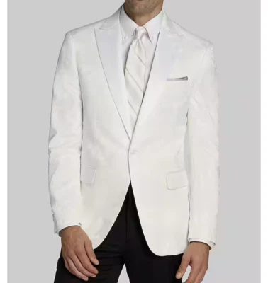 Jos A Bank Dinner Jacket Blazer Tailored Fit Floral Jacquard White 40R E01071 - Image 1 of 4