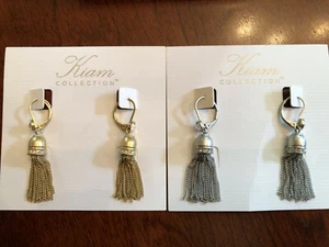 Lot of 2-Lia Sophia Kiam Collection CURTAIN CALL Matte Gold & Silver Earrings - Picture 1 of 5