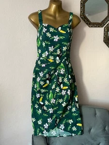 Collectif MAHINA Vintage Inspired Tropical BIRD Hibiscus Sarong Dress Rockabilly - Bild 1 von 10