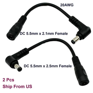 2x CCTV DC Power Cord 5.5mm x 2.1mm Female to 5.5mm x 2.5mm Male Cable LED Strip - Picture 1 of 8