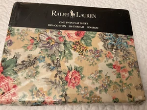 NIP Vintage Ralph Lauren Brittany Rose Floral Twin Flat Sheet - Picture 1 of 8