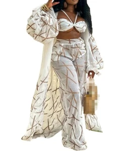 Hot Selling Women's Personalized Fashion Trend Beach Style Three Piece Set New - Picture 1 of 6