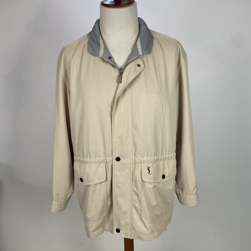 SAINT LAURENT (YSL) Giacca a vento leggera vintage anni 90 Yves Saint Laurent YSL Pour Homme uomo XL beige
