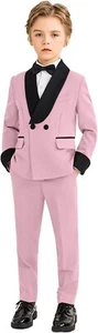 Boy‘s Suits Set Double-Breasted Shawl Lapel Formal Wedding Prom Tuxedo Two Piece - Picture 1 of 27